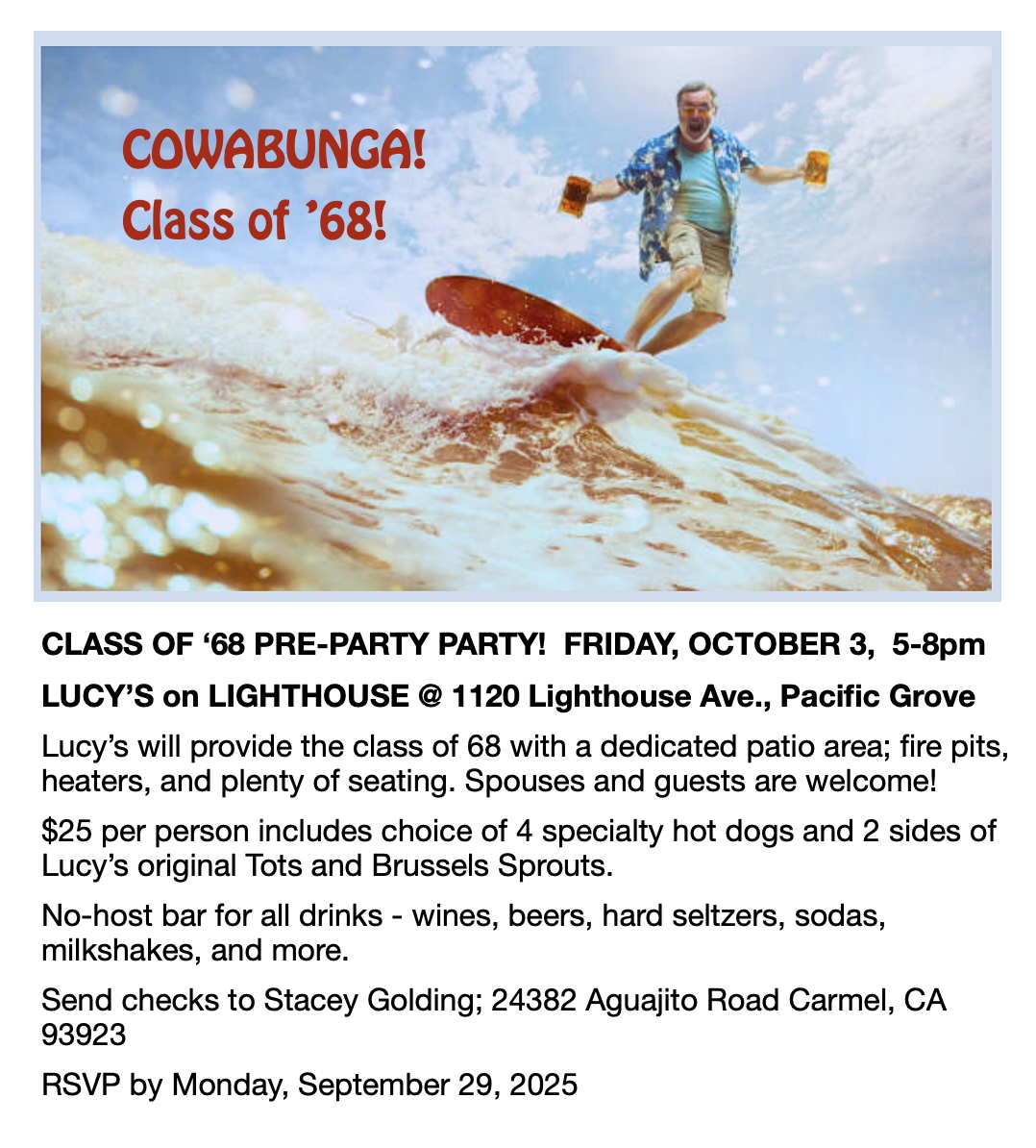 class of 1968 reunion information